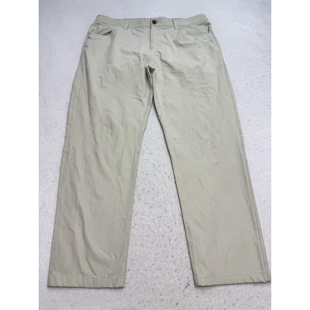 Vuori The Meta Pants Mens 34x27* Beige Polyester Chino Microfiber Casual